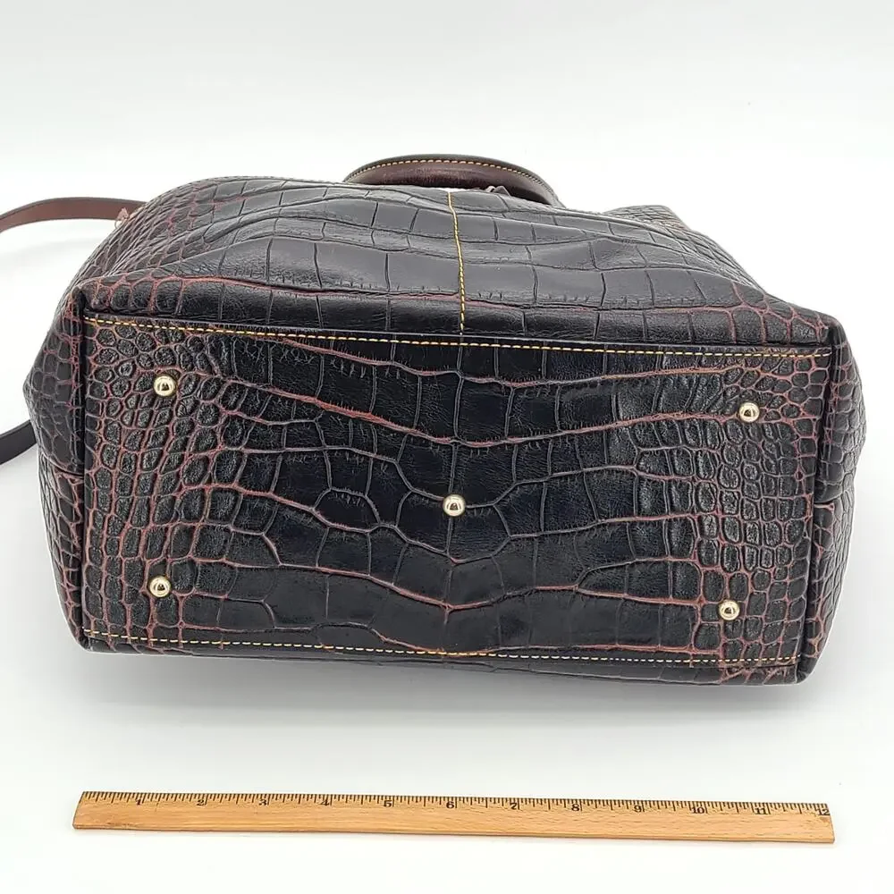 Dooney & Bourke Dillen Croco Leather Satchel - Espresso Dark Brown Bag - Picture 7 of 16